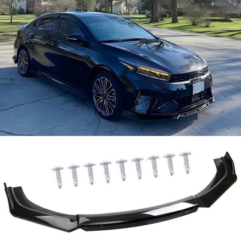 DREAMIZER Car Universal Front Bumper Lip 4pcs Body Kit Chin Spoiler Splitter Diffuser Protector Compatiable for Toyota Honda Nissan Hyundai and More (Glossy Black) - Image 2